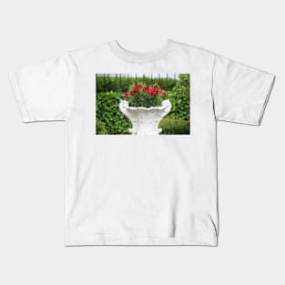 White Marble Floral Planter Kids T-Shirt